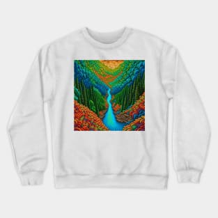 [AI Art] Green Valley, Optical Art Style Crewneck Sweatshirt